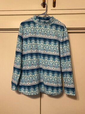 Croft & Barrow multi blue fleece tunic, size L